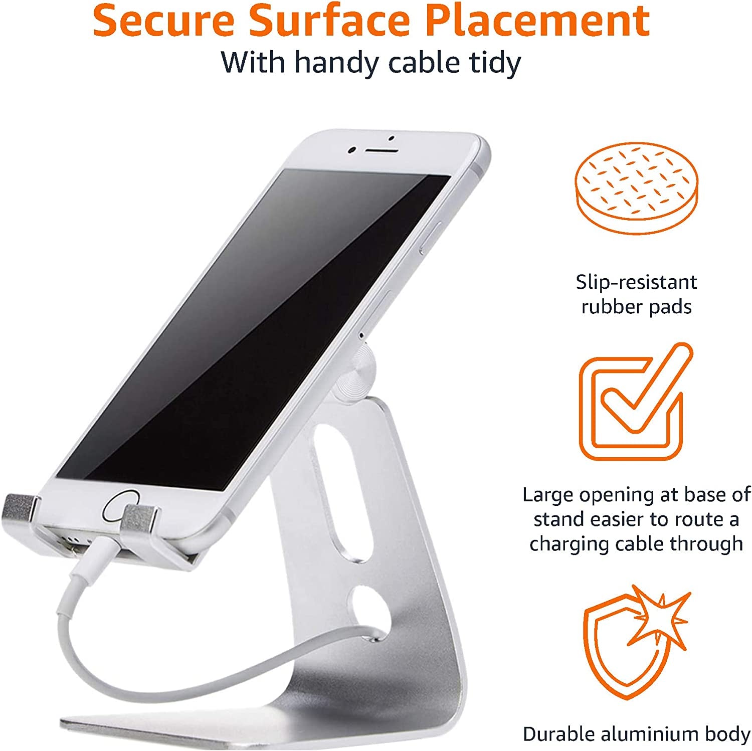 Adjustable Aluminum Phone Stand for Cell Phones (silver)