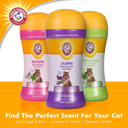 Arm & Hammer Cat Crystal Deodorizer for Litter Boxes - Lavender & Vanilla Scented Odor Eliminator - 15 Oz Pet Home Supplies