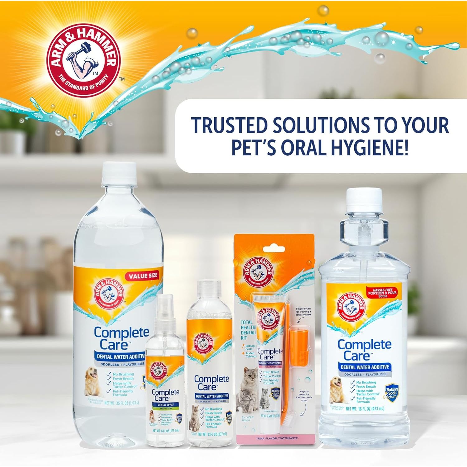 Arm & Hammer Complete Care Dog Dental Spray, Mint Flavor, Easy Brushless Dog Breath Freshener, Baking Soda Enhanced Formula for Fresh Dog Breath, 6Oz