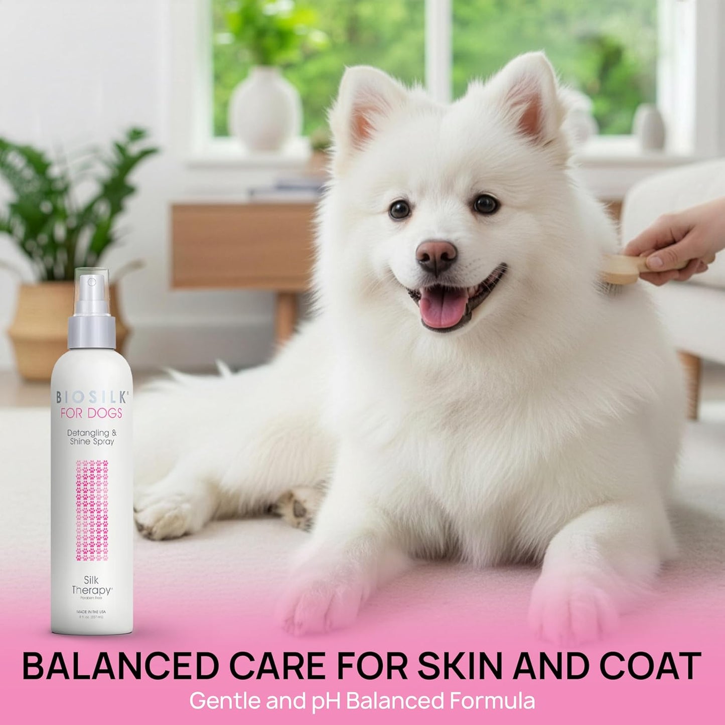 Silk Therapy Detangling and Shine Protecting Spray for Dogs, Suitable for All Coats and Breeds, 8 Fl Oz