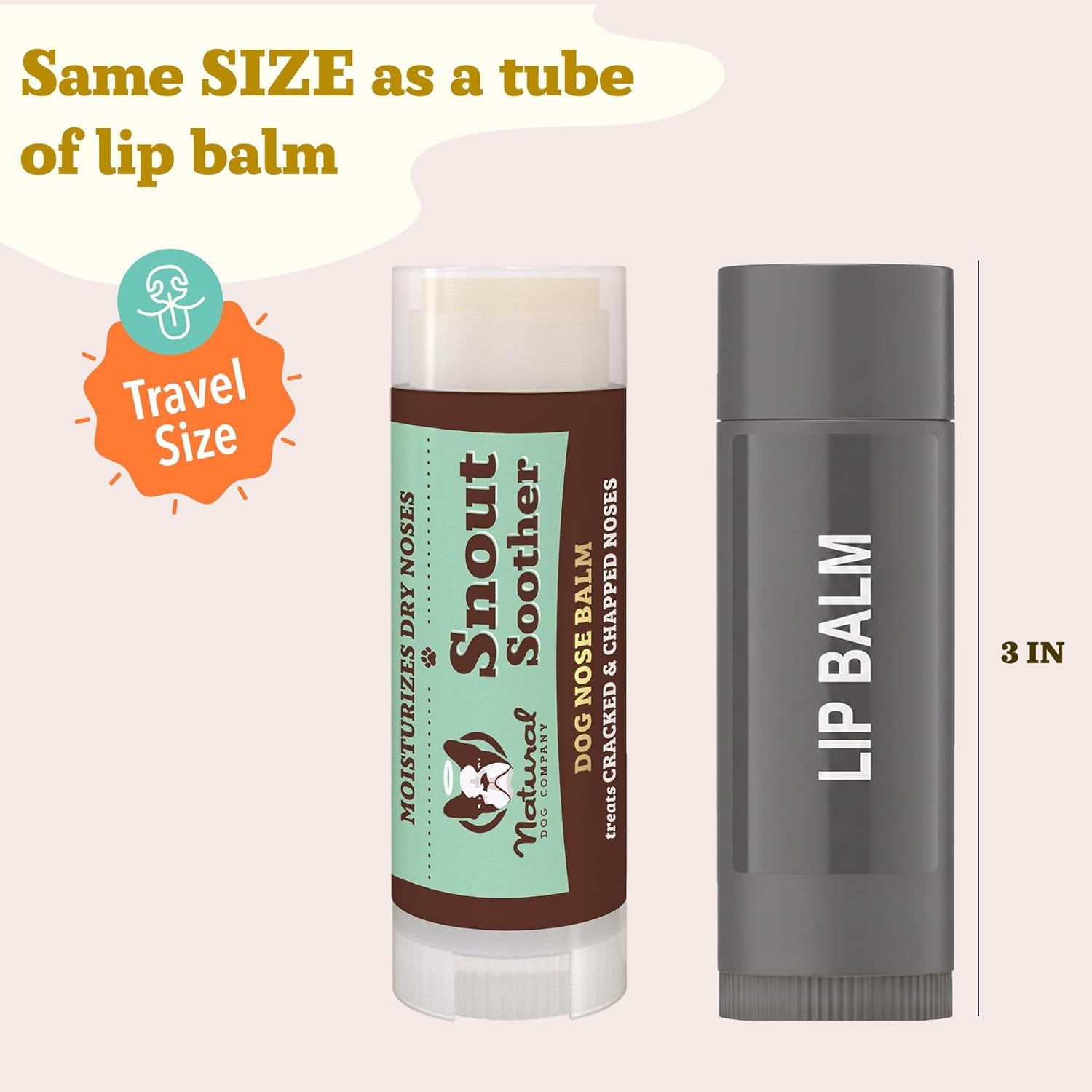 Moisturizing Dog Nose Care for Dry, Cracked Snouts with Coconut Oil & Shea Butter, Lick Safe Formula for All Breeds, 0.15 Oz Stick