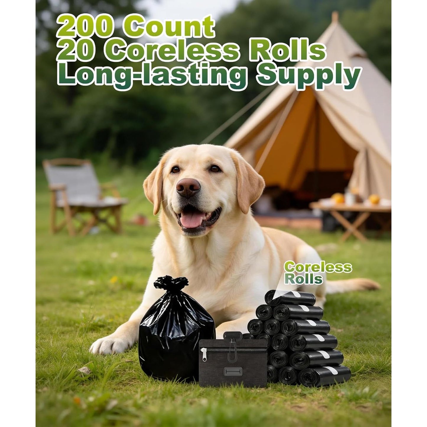 200 Count Dog Waste Bags with Zippered Pouch Dispenser for Dogs of All Sizes