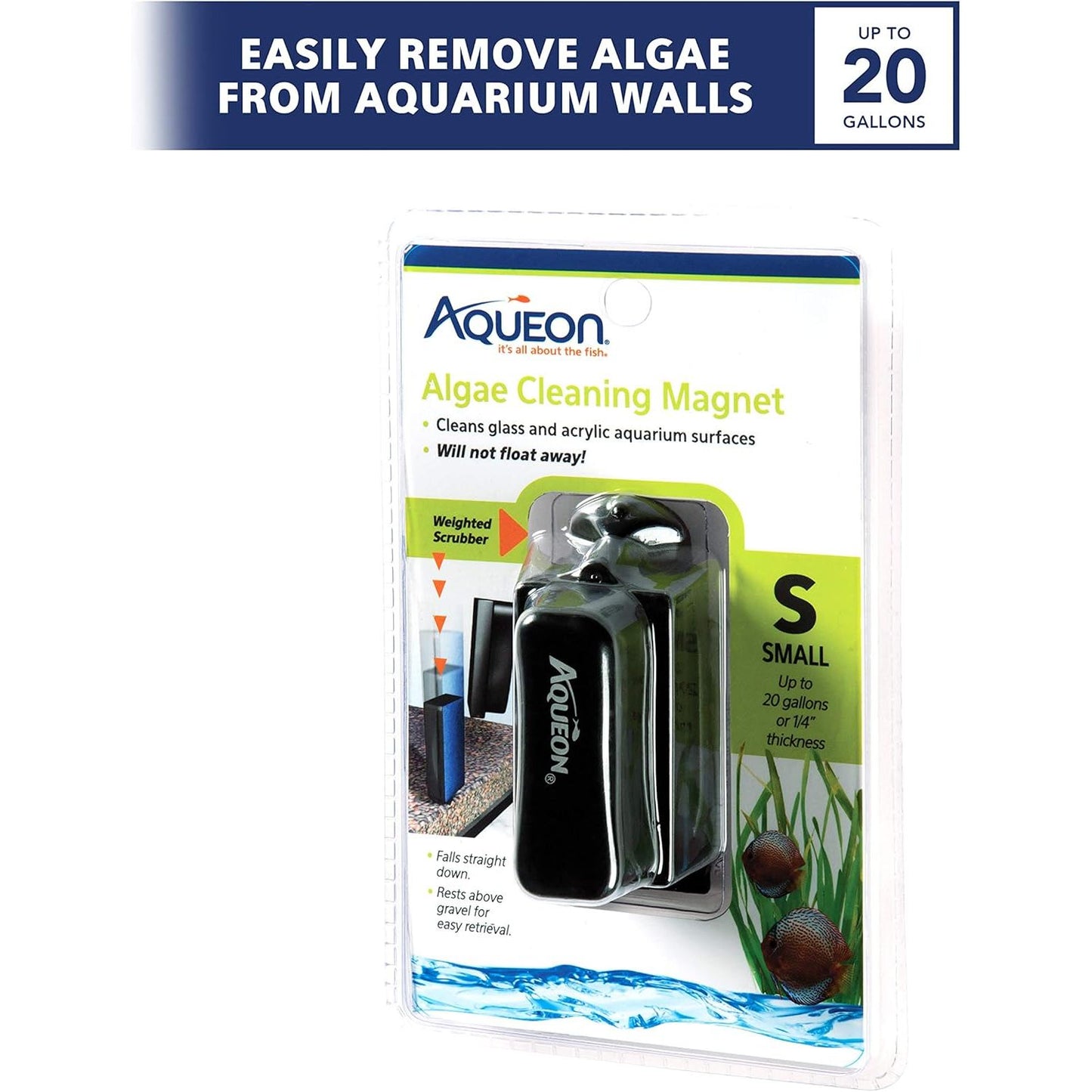 Aquarium Algae Scraper - Magnetic Cleaning Tool for Glass and Acrylic Fish Tanks, Small, Black
