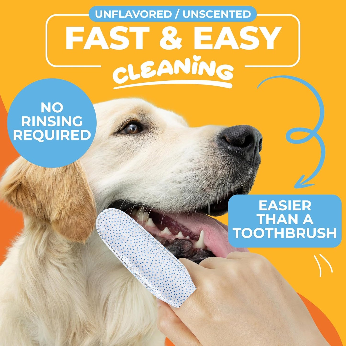 Dog & Cat Teeth Cleaning Wipes - Dental Finger Wipes for Cats & Dogs - Pet Toothbrush & Tooth Brushing Kit - Effective Teeth Cleaner 