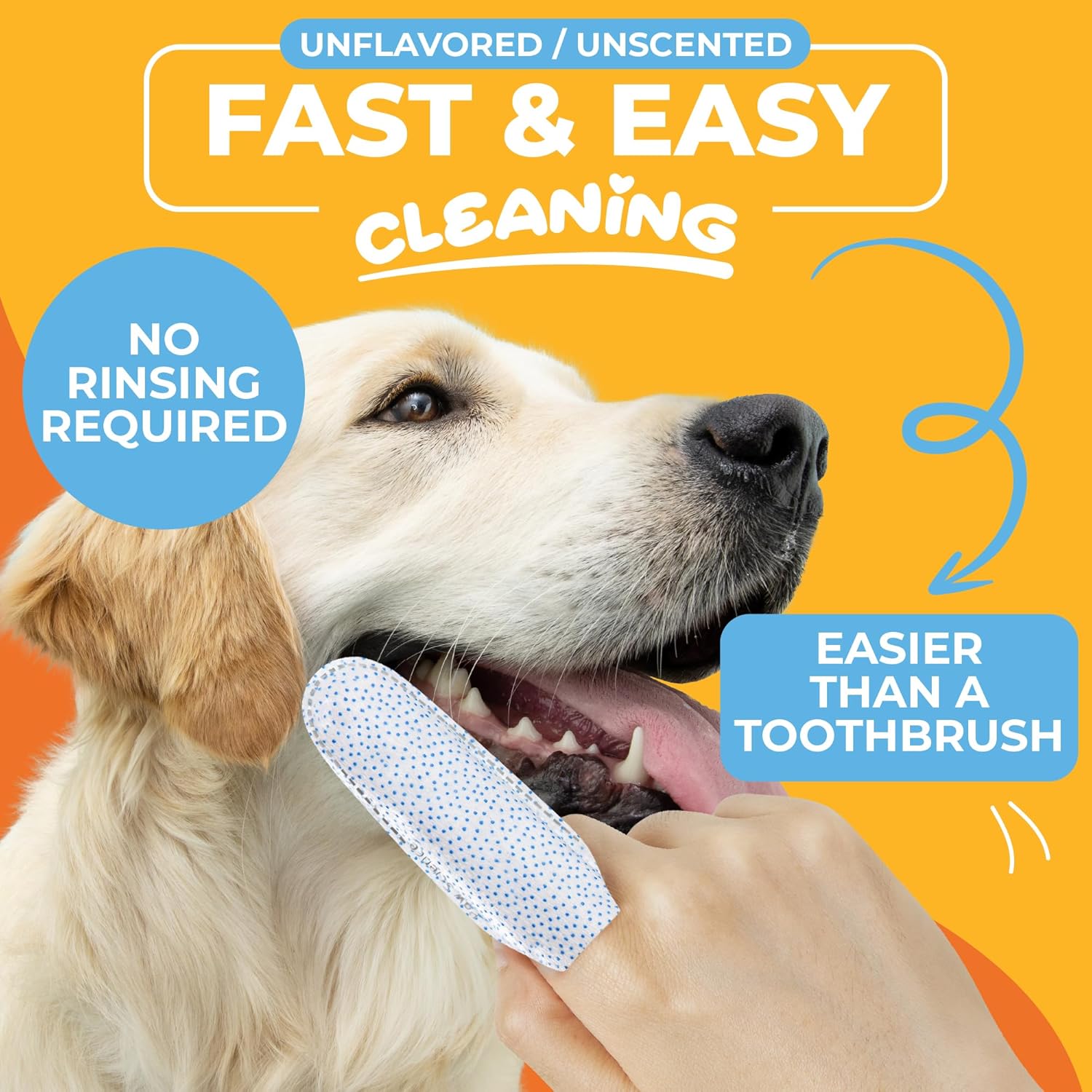 Dog & Cat Teeth Cleaning Wipes - Dental Finger Wipes for Cats & Dogs - Pet Toothbrush & Tooth Brushing Kit - Effective Teeth Cleaner 