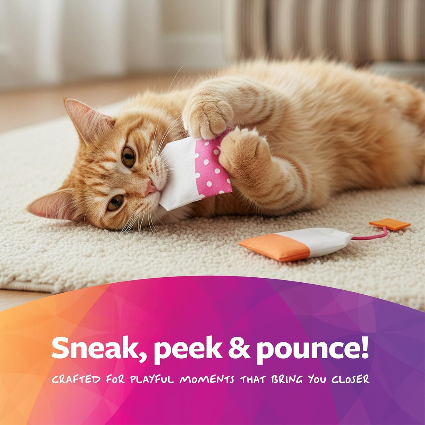 Teazers Catnip Cat Toys - Set of 2 in Pink and Orange