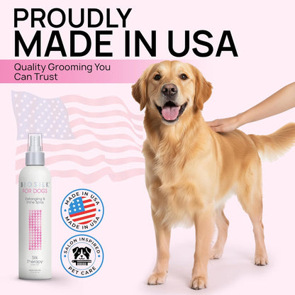 Silk Therapy Detangling and Shine Protecting Spray for Dogs, Suitable for All Coats and Breeds, 8 Fl Oz
