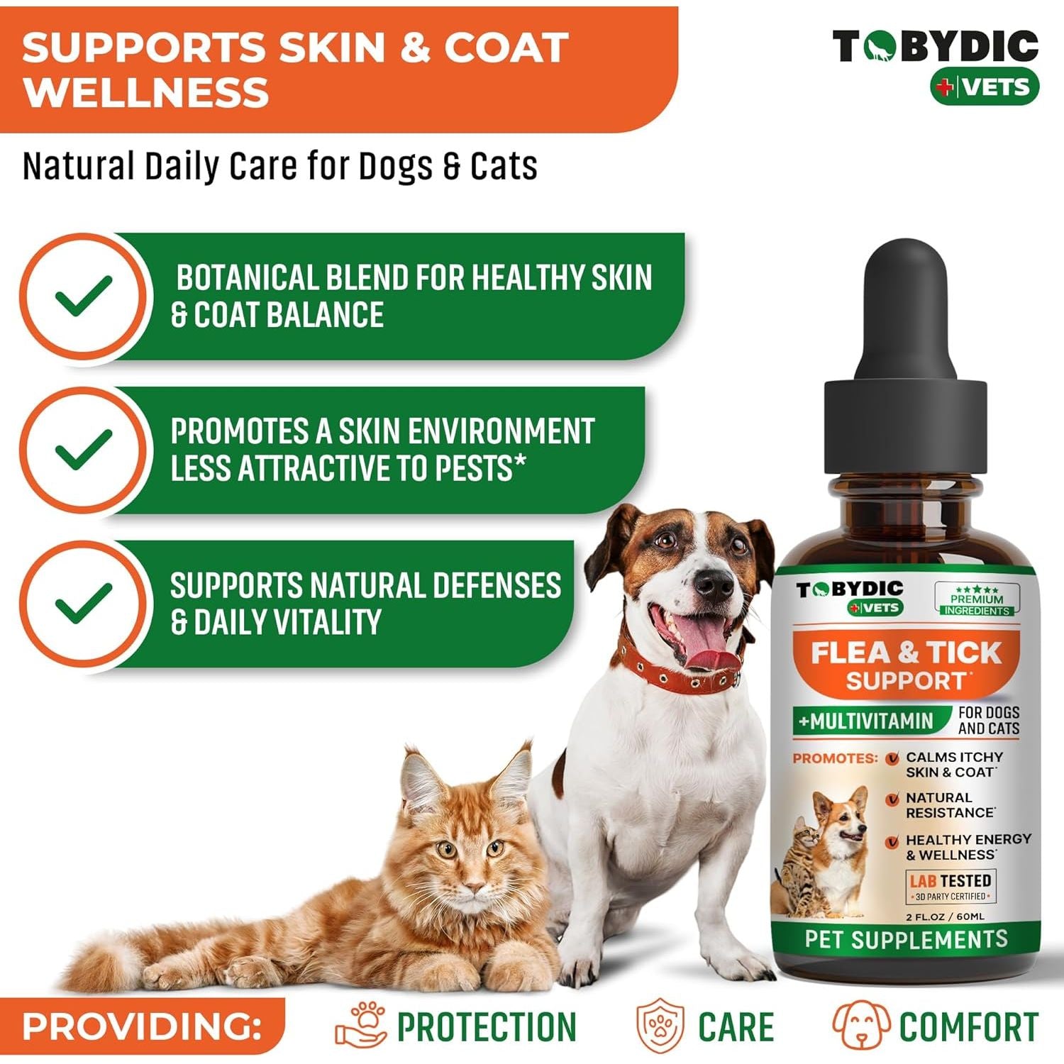 Natural Flea & Tick Prevention Multivitamin for Dogs and Cats - Made in the USA