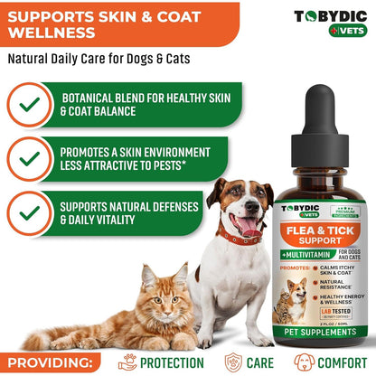Natural Flea & Tick Prevention Multivitamin for Dogs and Cats - Made in the USA