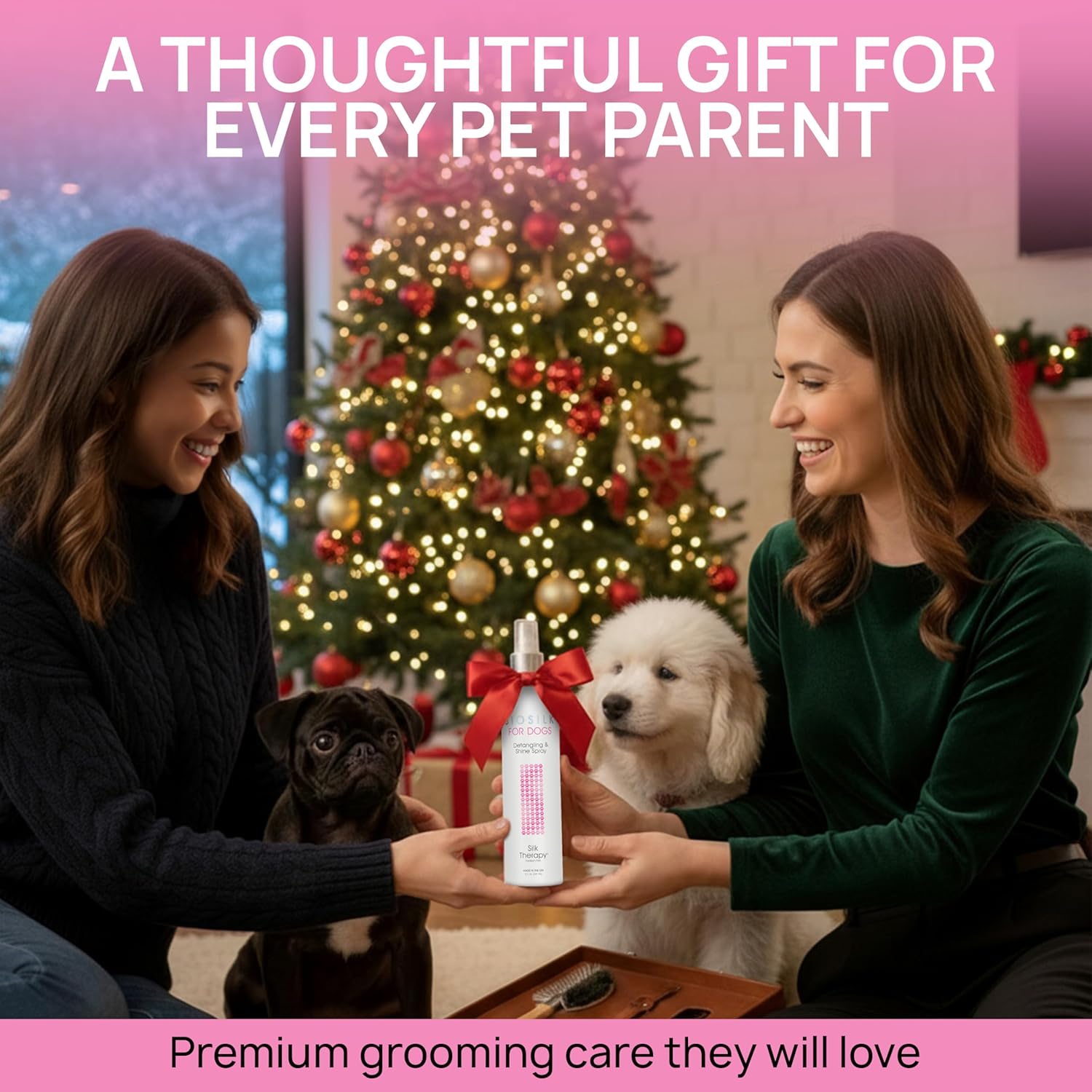 Silk Therapy Detangling and Shine Protecting Spray for Dogs, Suitable for All Coats and Breeds, 8 Fl Oz