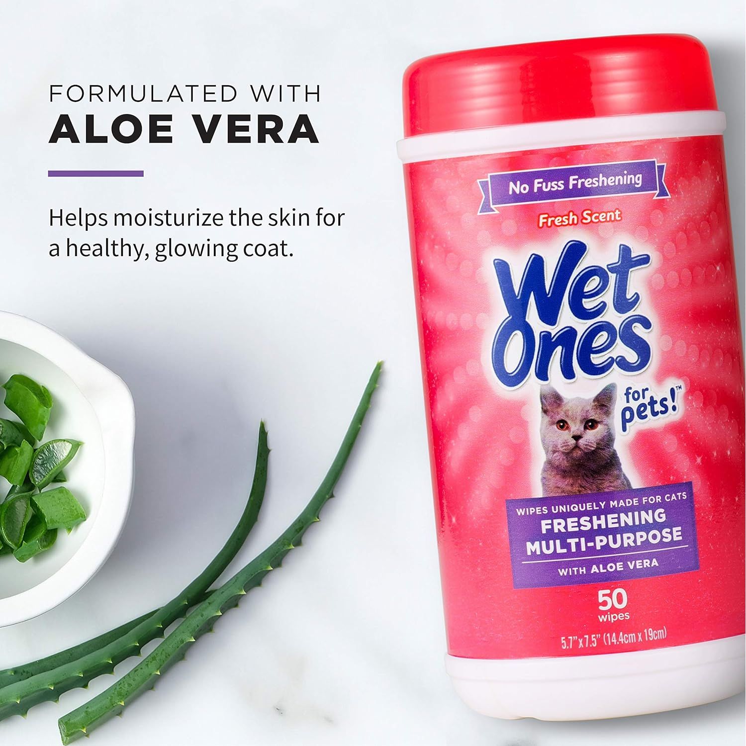Multi-Purpose Cat Grooming Wipes with Aloe Vera 