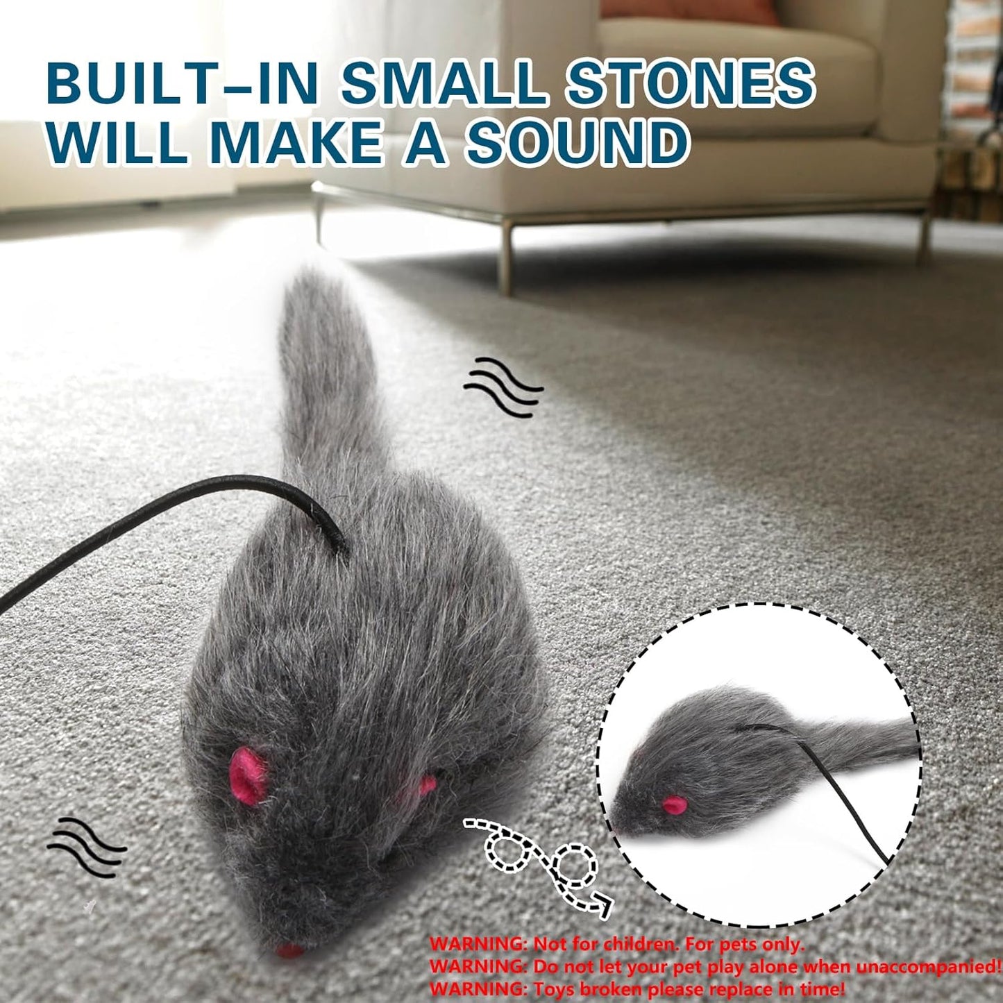Kalimdor Interactive Retractable Cat Feather Teaser Toy for Indoor Cats and Kittens (Single Pack)