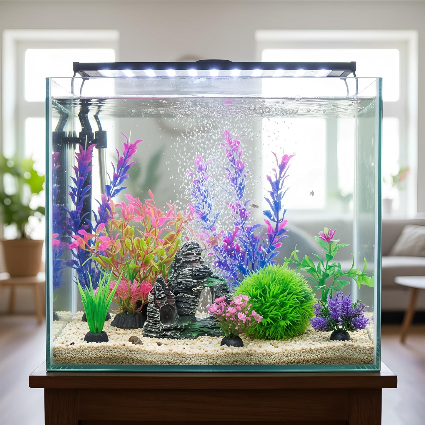 Artificial Aquarium Plant and Rock Cave Decoration Set for Goldfish and Betta Fish Tanks - Versatile Accessories for Small and Large Fish Bowls