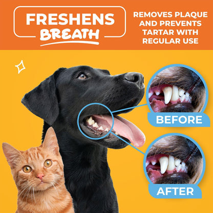 Dog & Cat Teeth Cleaning Wipes - Dental Finger Wipes for Cats & Dogs - Pet Toothbrush & Tooth Brushing Kit - Effective Teeth Cleaner 
