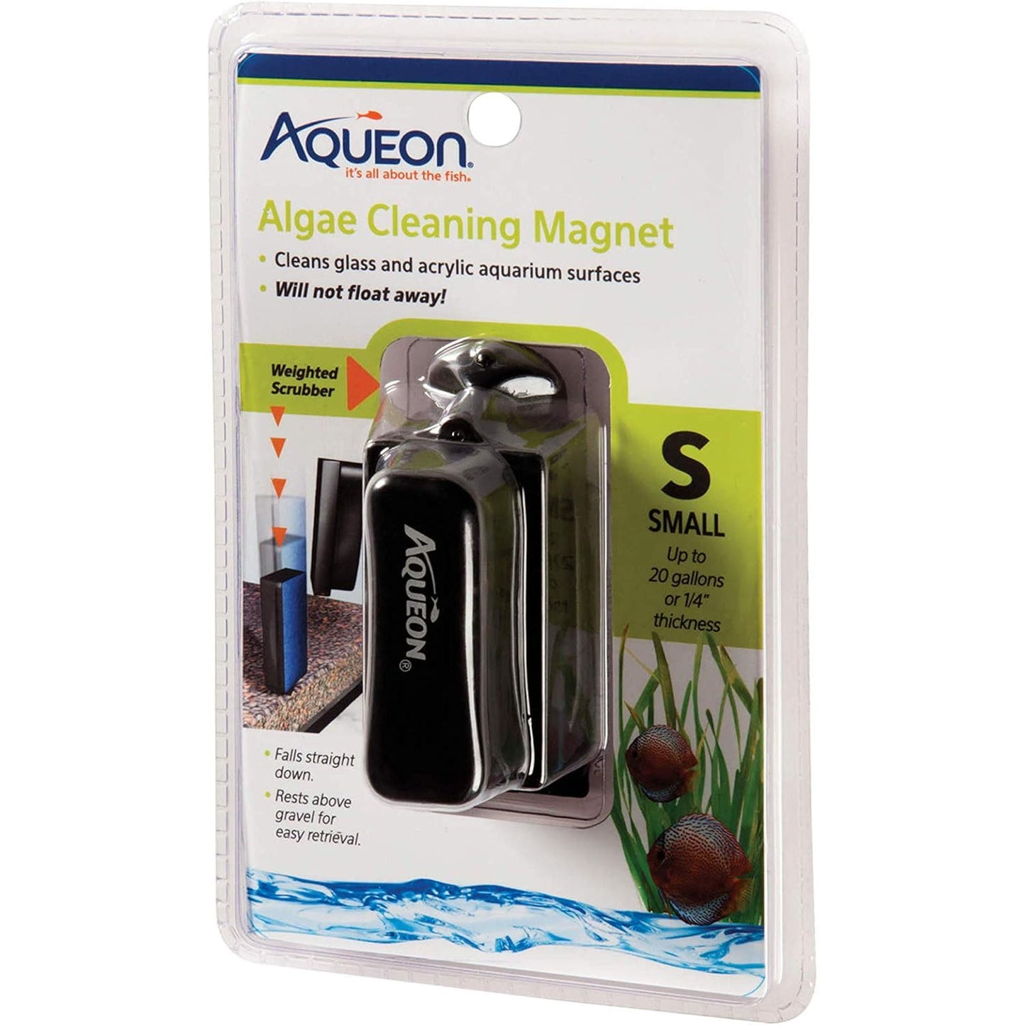 Aquarium Algae Scraper - Magnetic Cleaning Tool for Glass and Acrylic Fish Tanks, Small, Black