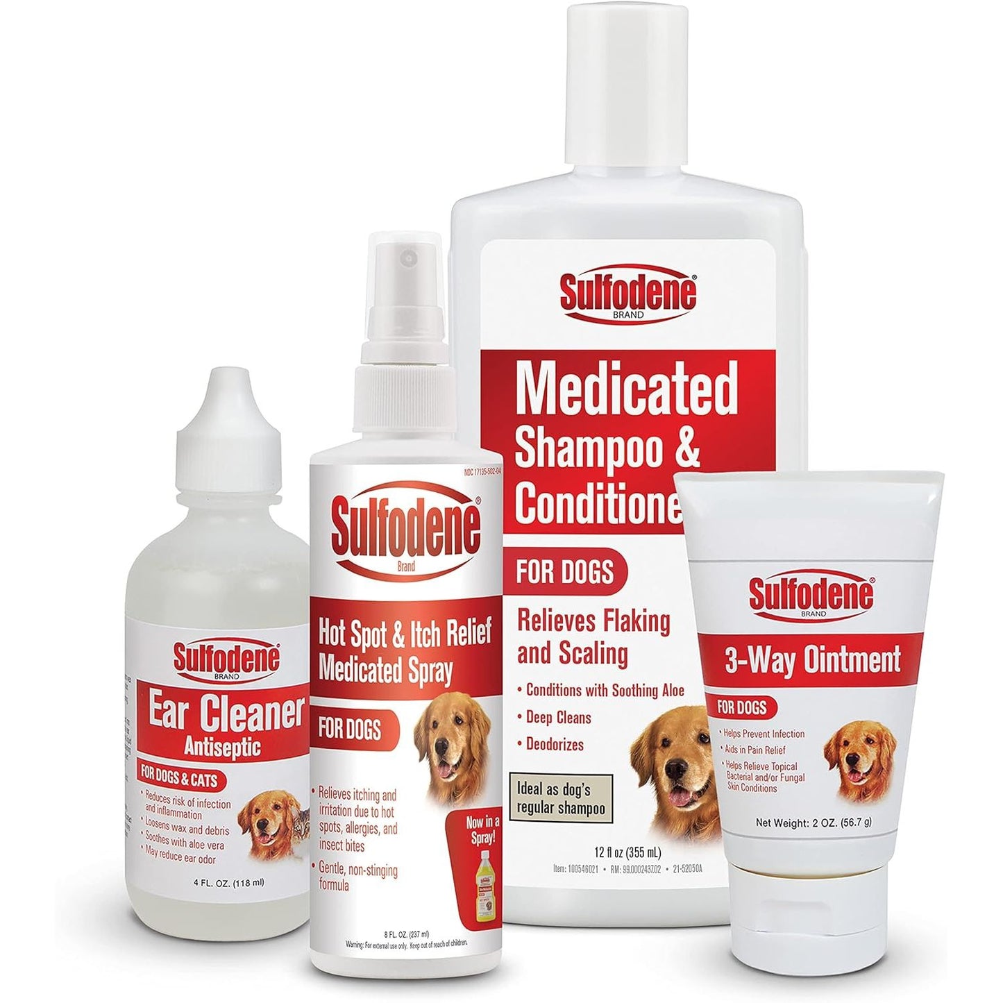 Sulfodene Dog Wound Care 3-Way Ointment, Relieves Pain & Prevents Infection for Dog Cuts, Scrapes, Bites and Injuries, 2 Ounce