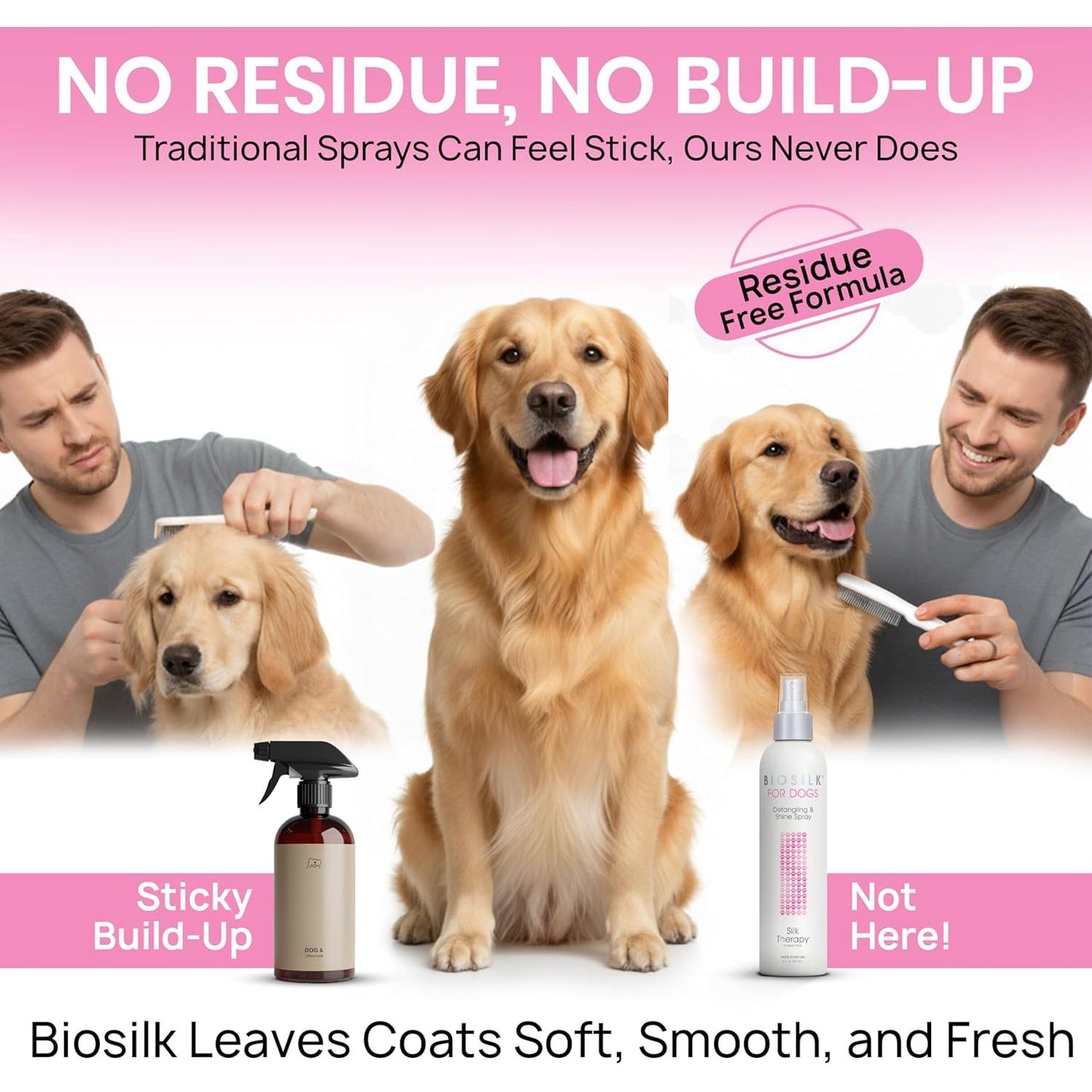 Silk Therapy Detangling and Shine Protecting Spray for Dogs, Suitable for All Coats and Breeds, 8 Fl Oz