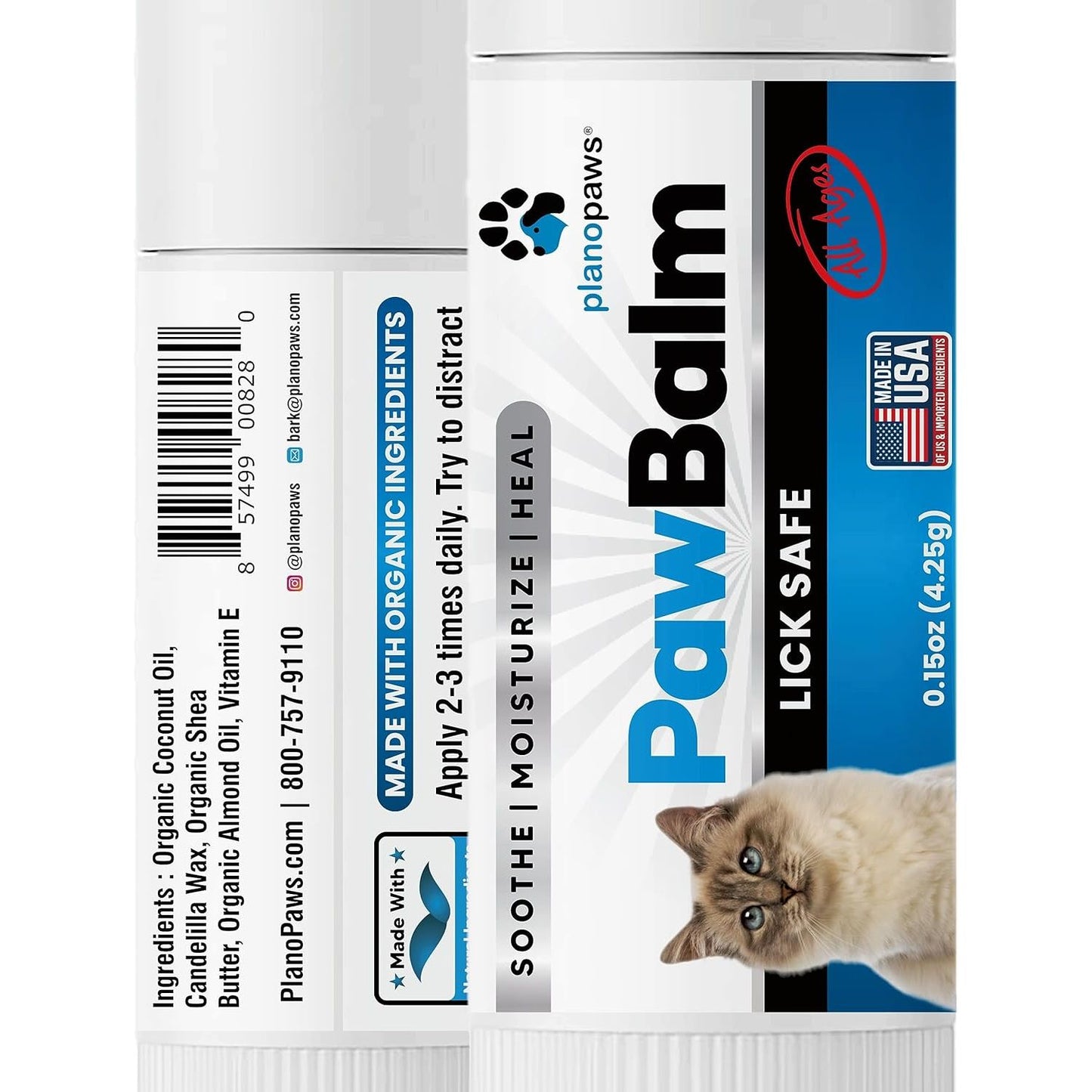 Lick Safe Natural Cat Paw Balm - 0.15 Oz Vet-Recommended Moisturizer for Healthy, Hydrated Paws