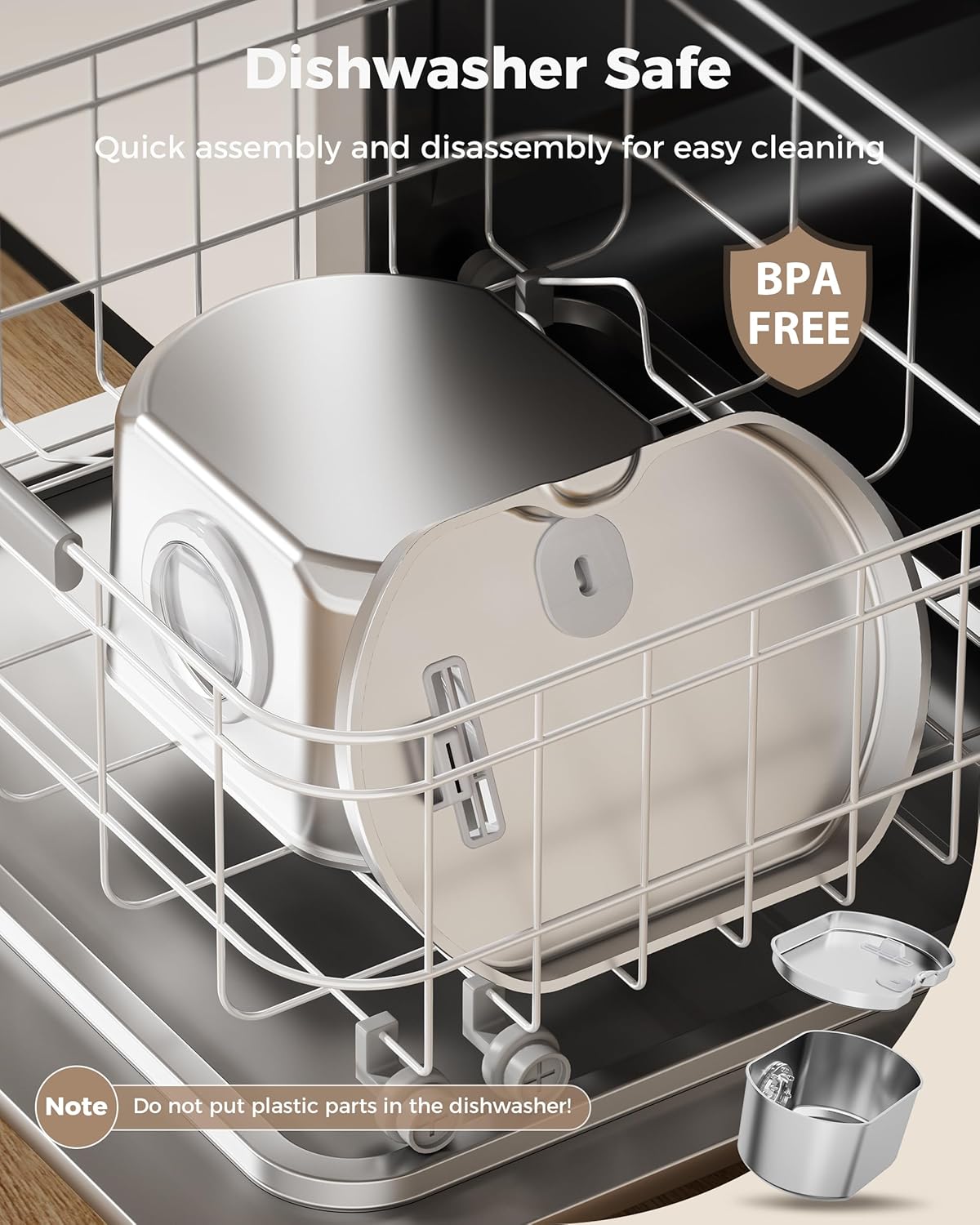 Neareal Stainless Steel Cat Water Fountain - 74Oz/2.2L Automatic Pet Drinking Dispenser with Quadruple Filtration System and Water Level Window