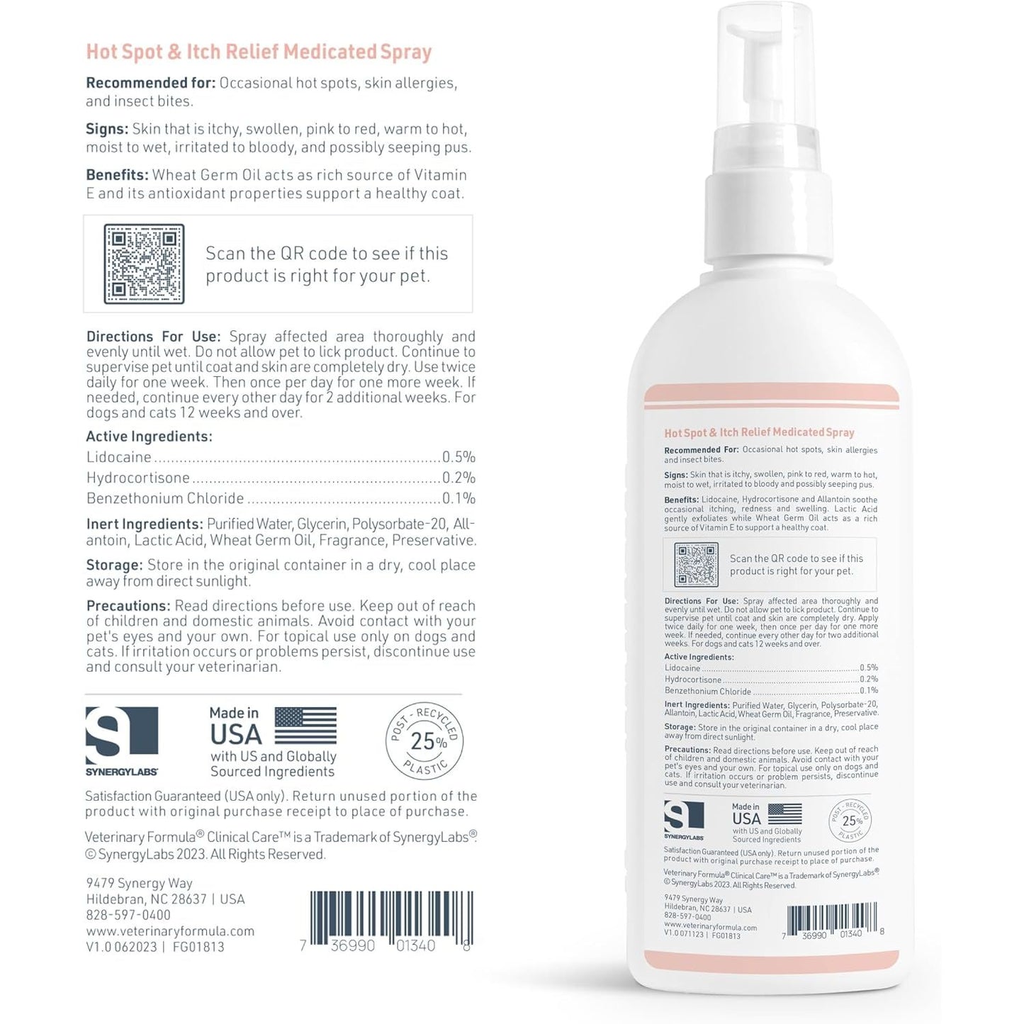 Veterinary Formula Clinical Care Medicated Spray for Hot Spot & Itch Relief - 8 Oz Spray for Dogs & Cats - Soothes Sensitive Skin & Reduces Scratching & Licking