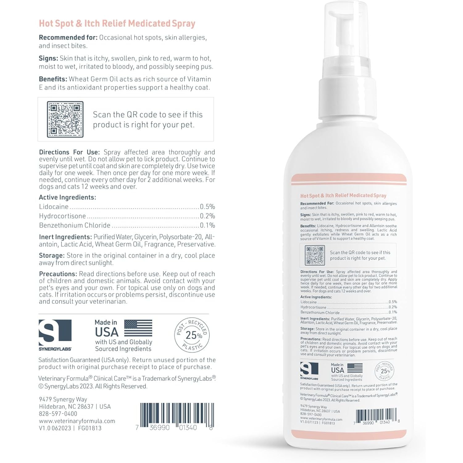 Veterinary Formula Clinical Care Medicated Spray for Hot Spot & Itch Relief - 8 Oz Spray for Dogs & Cats - Soothes Sensitive Skin & Reduces Scratching & Licking
