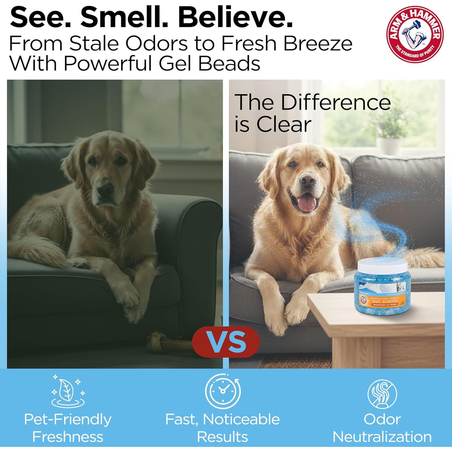  Pet Air Care Deodorizing Gel Beads, Long-Lasting Odor Eliminator for Rooms, Closets, and Small Spaces