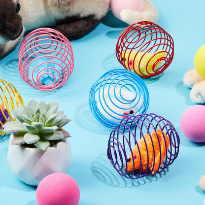 5-Piece Interactive Cat Spring Ball Toy Set - Colorful Stretchable Rolling Coils for Kittens and Cats (Multicolor)