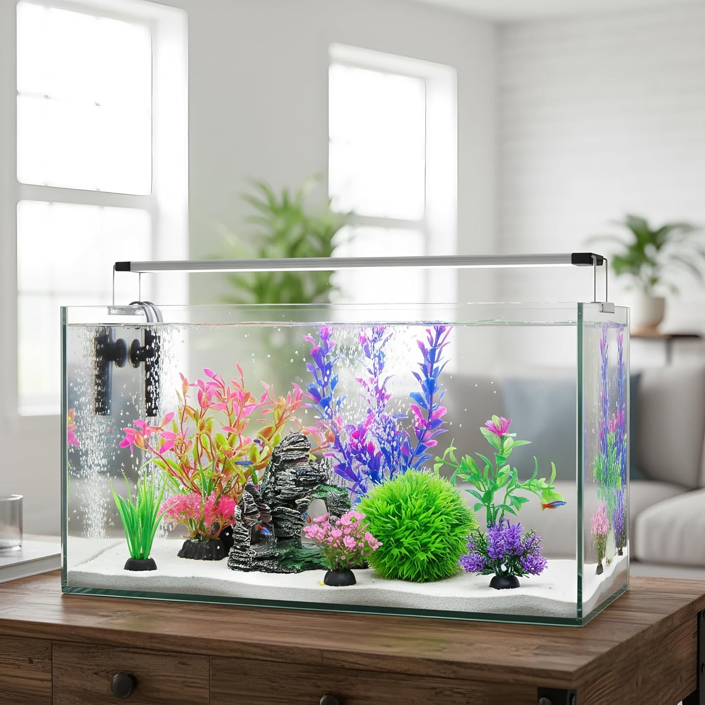 Artificial Aquarium Plant and Rock Cave Decoration Set for Goldfish and Betta Fish Tanks - Versatile Accessories for Small and Large Fish Bowls