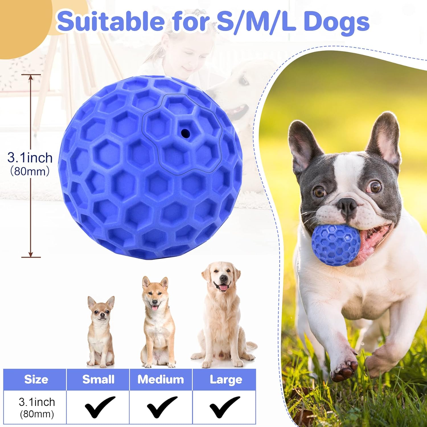 Indestructible Squeaky Dog Ball - Ideal for Large Breeds Waterproof for Outdoor Use