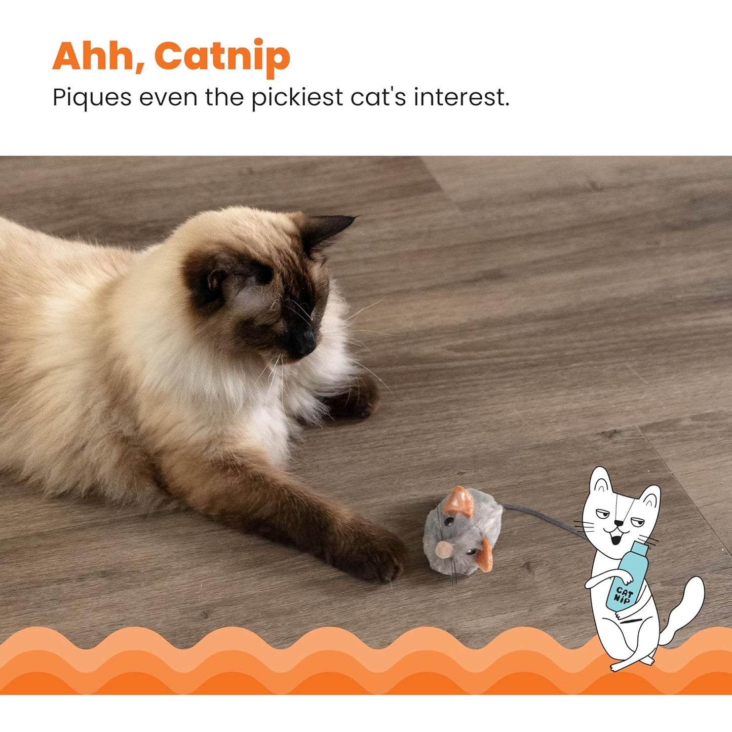Touch-Activated Squeak Mouse Cat Toy with Catnip - Gray