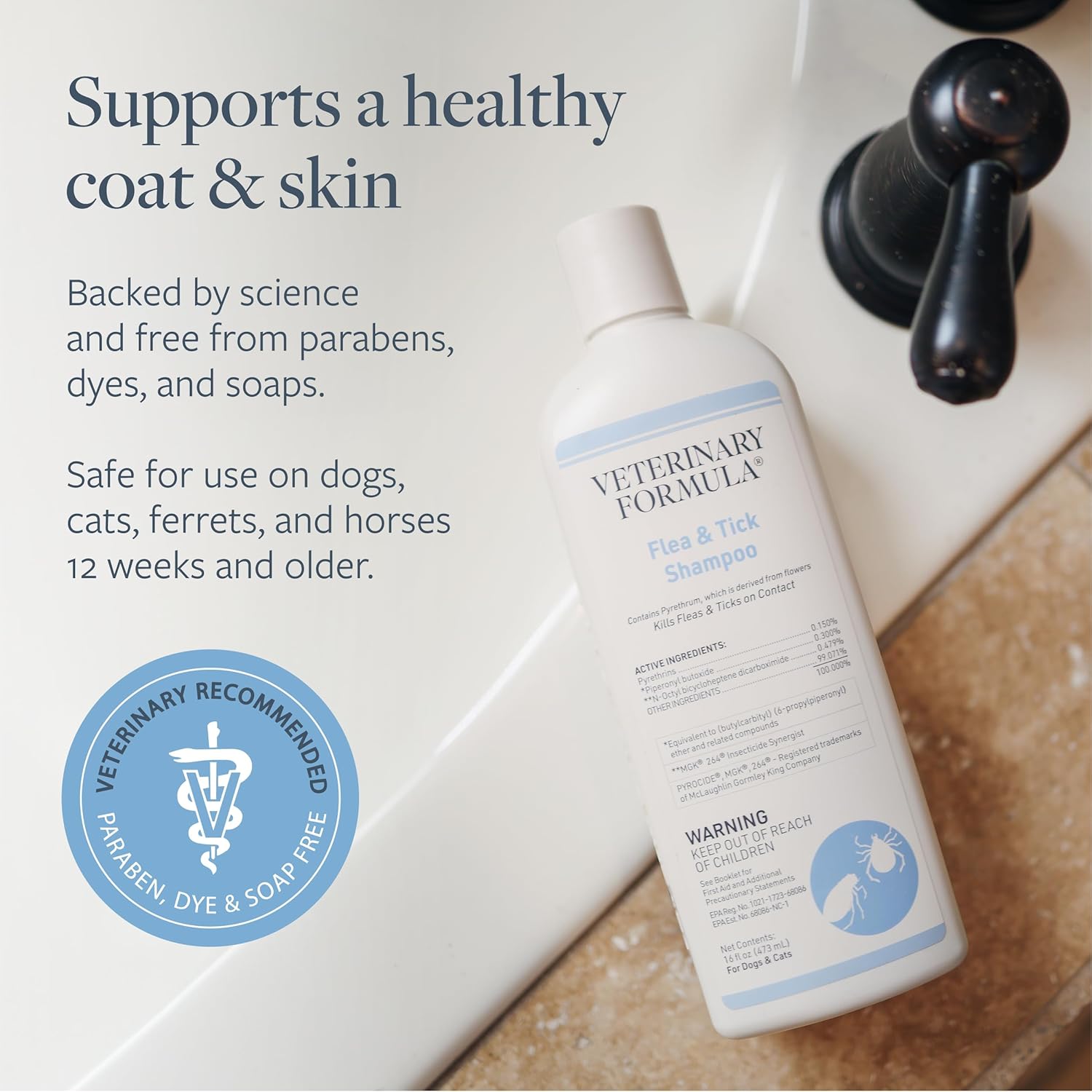Flea and Tick Shampoo for Dogs and Cats, 16 oz.