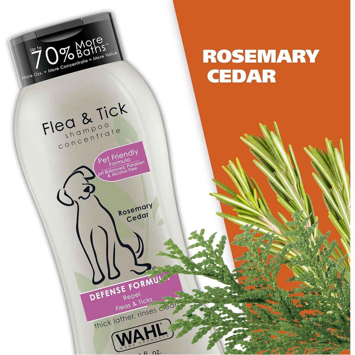 Flea and Tick Repellent Dog Shampoo - Defense Formula with Rosemary and Cedar Scent - 24 oz 
