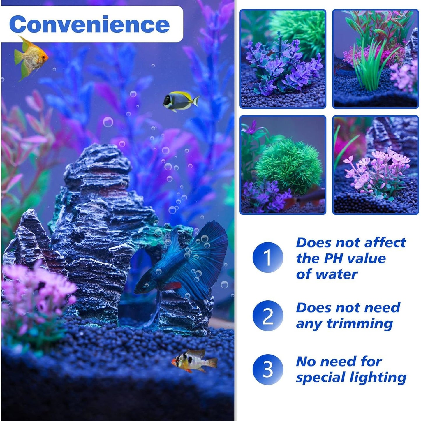 Artificial Aquarium Plant and Rock Cave Decoration Set for Goldfish and Betta Fish Tanks - Versatile Accessories for Small and Large Fish Bowls