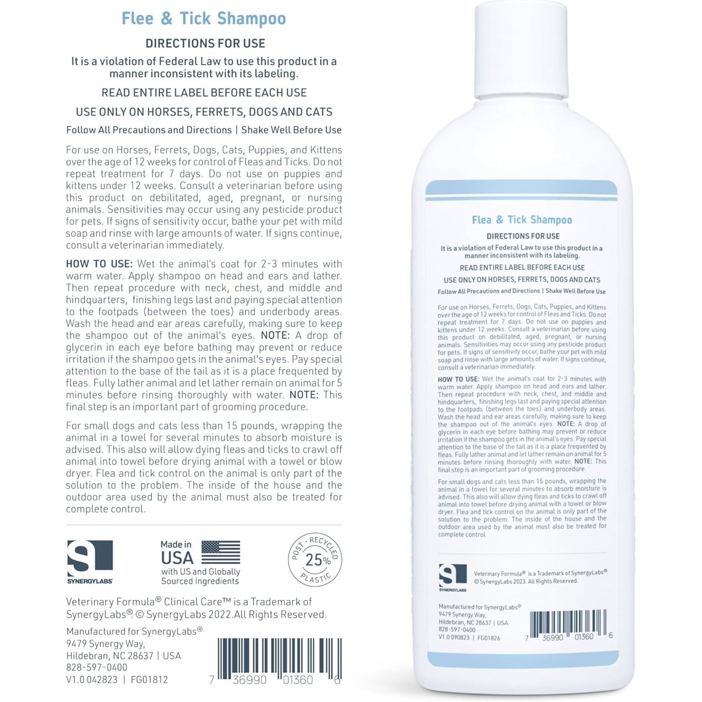 Flea and Tick Shampoo for Dogs and Cats, 16 oz.