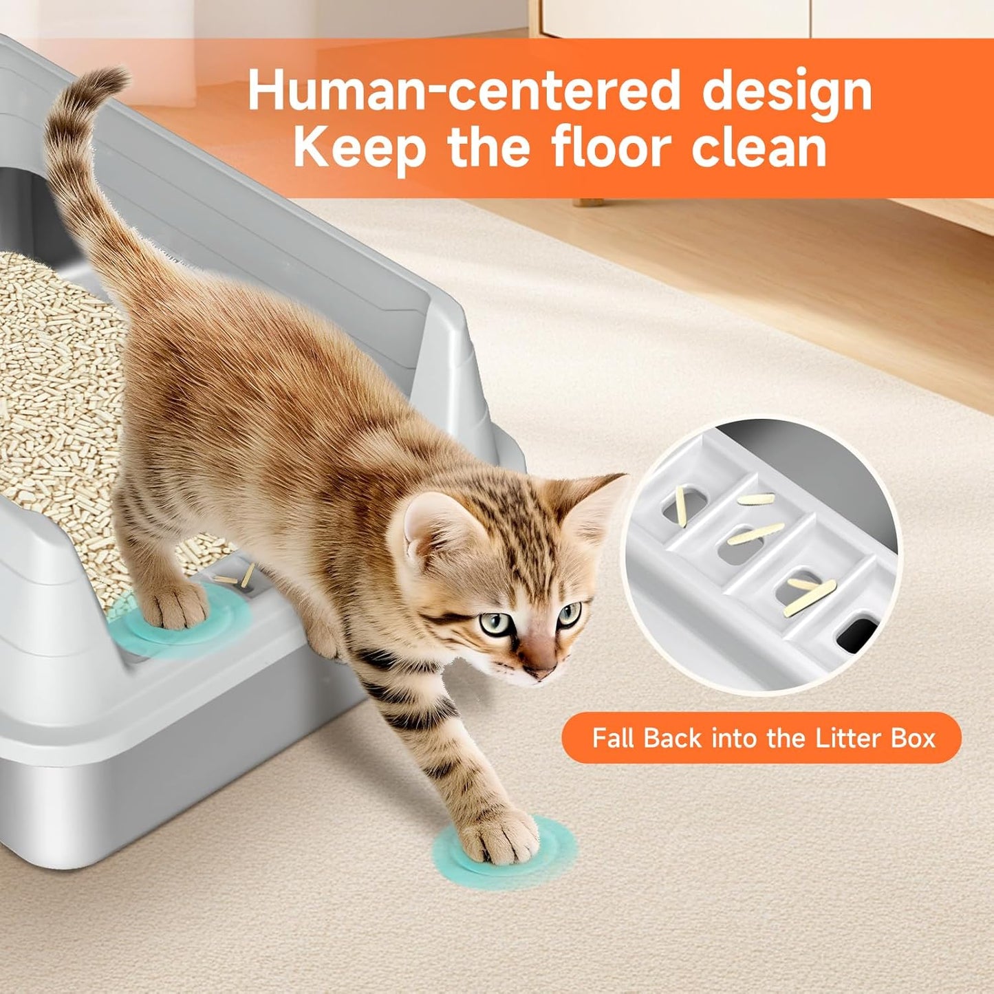 Premium Stainless Steel Cat Litter Box - High Sides, Odor-Free, Easy Access, Includes Scoop, Anti-Scratch & Leak-Proof Design