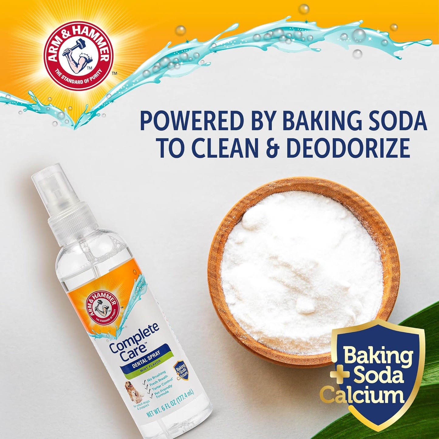 Arm & Hammer Complete Care Dog Dental Spray, Mint Flavor, Easy Brushless Dog Breath Freshener, Baking Soda Enhanced Formula for Fresh Dog Breath, 6Oz