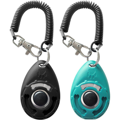 Pet Training Clicker with Wrist Strap - Dog Training Clickers in Black and Blue