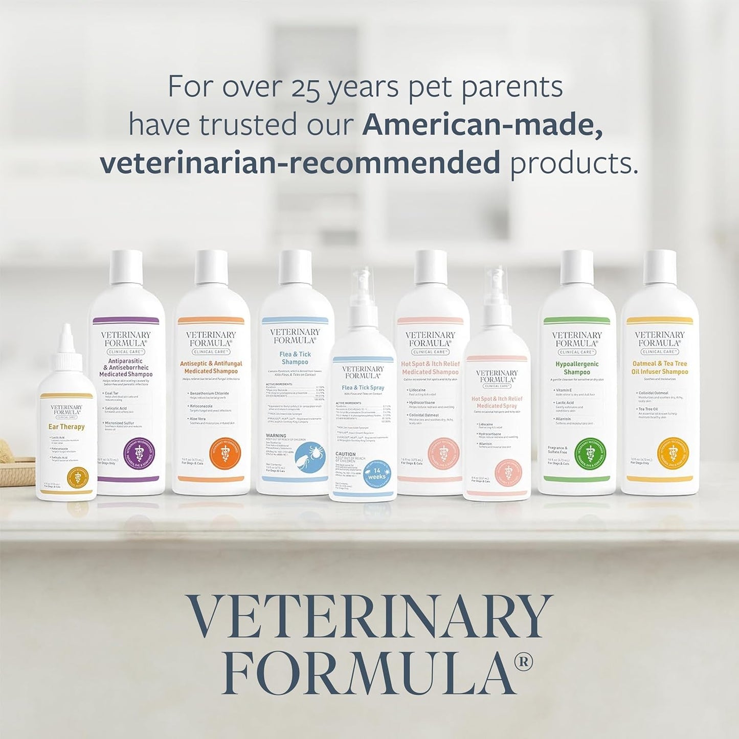 Veterinary Formula Clinical Care Medicated Shampoo for Dogs and Cats - 16 oz, Soothing Relief for Hot Spots and Itchy Sensitive Skin