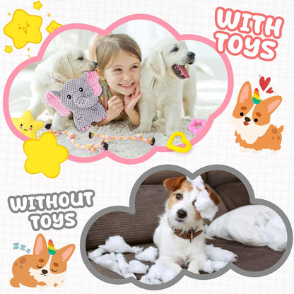 9-Pack Pink Puppy Chew Toys - Enrichment and Teething Solutions for Small Dogs, Includes Squeaky Plush Toy for Engagement and Entertainment