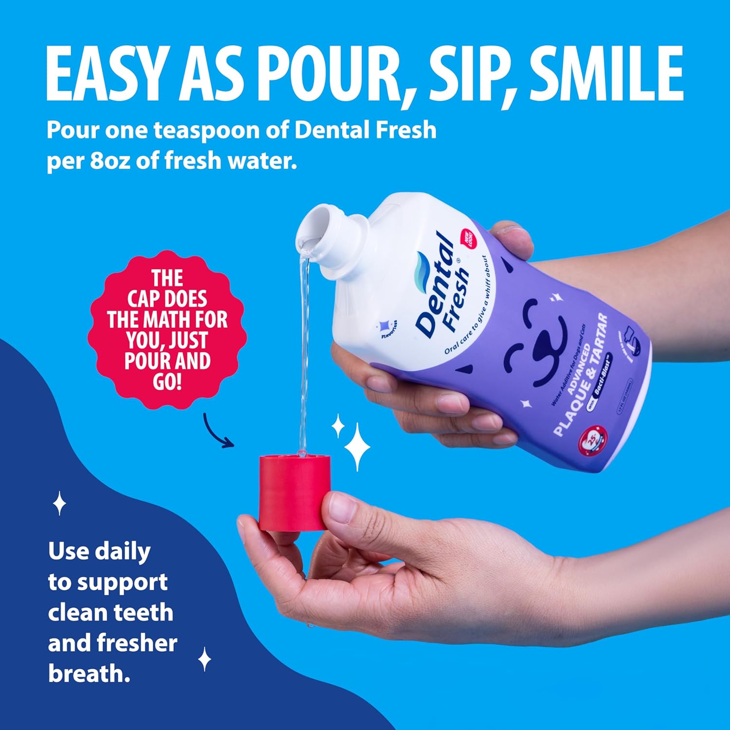 Dental Fresh Advanced Oral Care Water Additive for Dogs & Cats – Effortlessly Support Clean Teeth, Healthy Gums & Fresh Breath – 17 Fl Oz