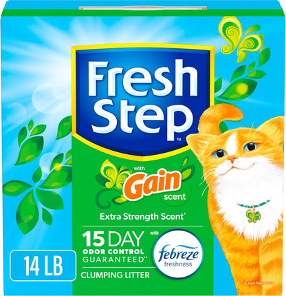 Fresh Step Clumping Cat Litter, Multi-Cat, Long Lasting Odor Control Kitty Litter with Activated Charcoal, Low Dust Formula, 14 Lb