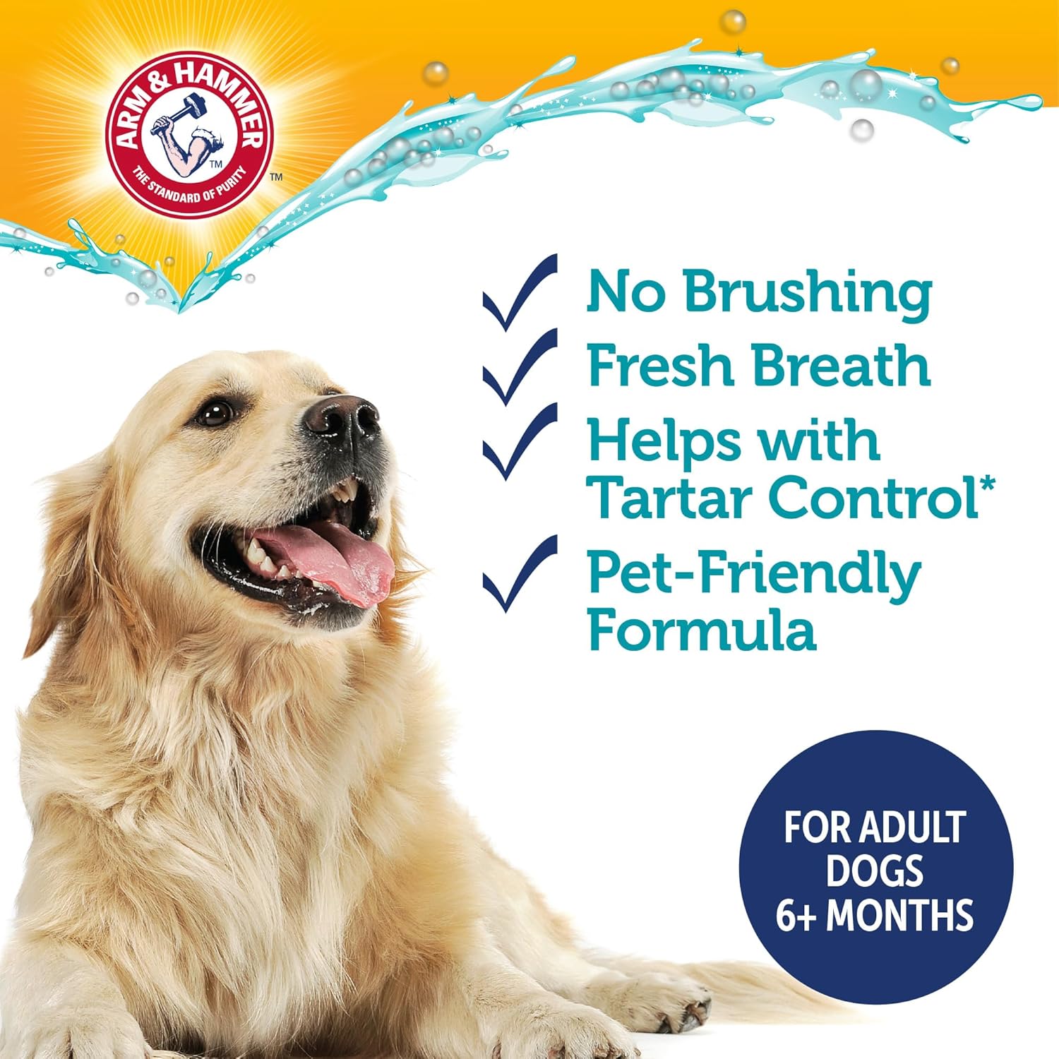 Dental Water Additive for Dogs, 16 Fl Oz, Odorless and Flavorless Breath Freshener with Baking Soda for Tartar Control