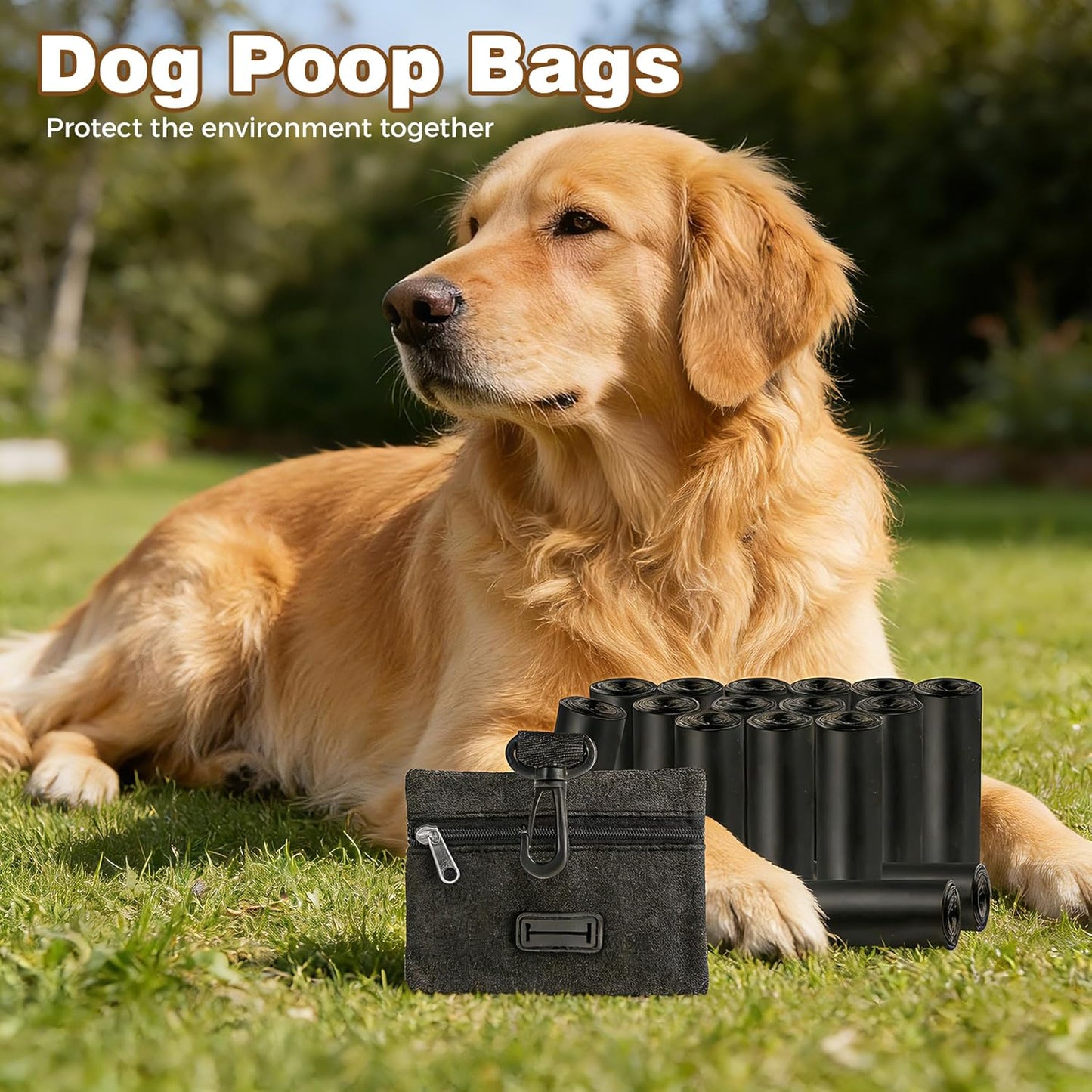 200 Count Dog Waste Bags with Zippered Pouch Dispenser for Dogs of All Sizes