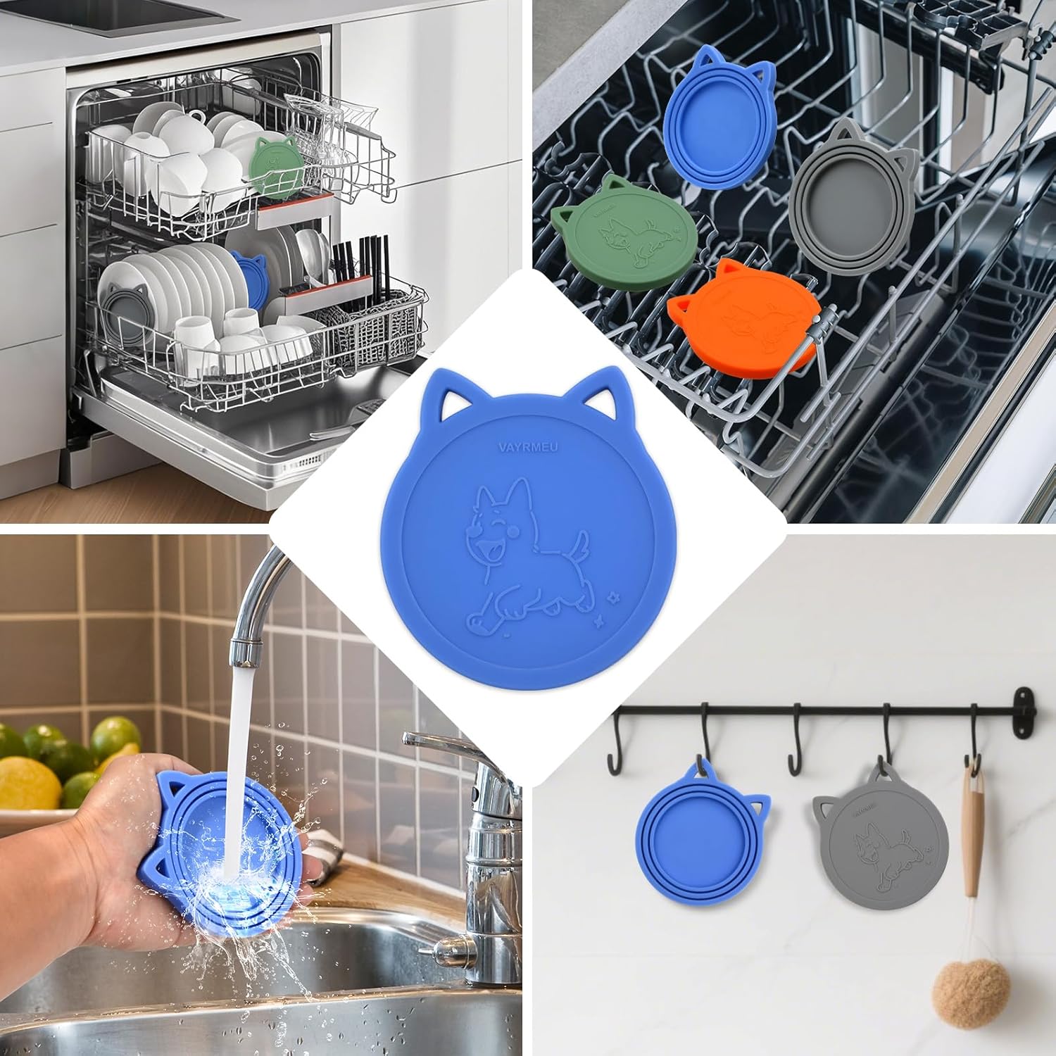 Silicone Food Can Covers - 4 Pack, Universal BPA-Free Lids for Standard Size Pet Food Cans