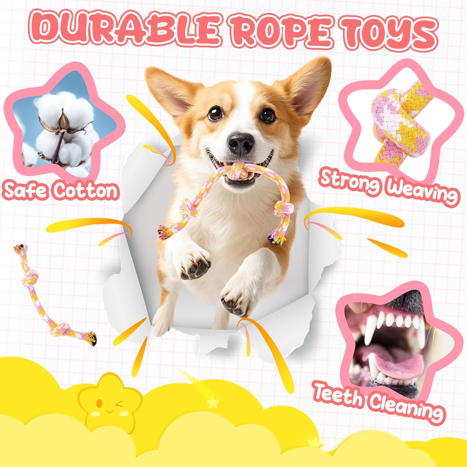 9-Pack Pink Puppy Chew Toys - Enrichment and Teething Solutions for Small Dogs, Includes Squeaky Plush Toy for Engagement and Entertainment