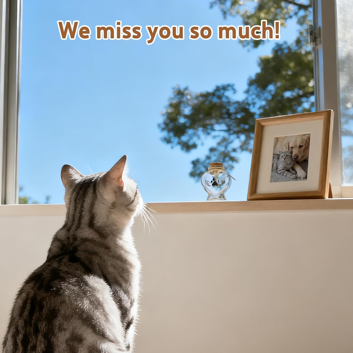 Heart-Shaped Glass Keepsake Urn for Pet Memorials - Ideal for Fur, Hair, Whiskers, or Ashes with Cork Top and Charms for Rainbow Bridge Tribute