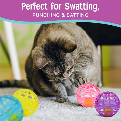 Durable, Fun Balls with Bells Perfect for Swatting and Batting, Colorful Toys to Entertain Indoor Cats and Kittens, - 1.5 Inch, 4 Pcs