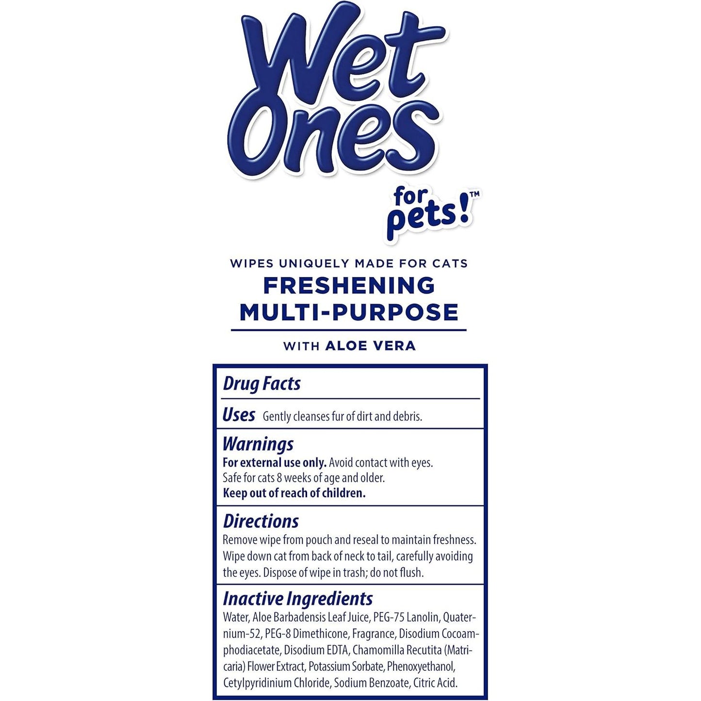 Multi-Purpose Cat Grooming Wipes with Aloe Vera 