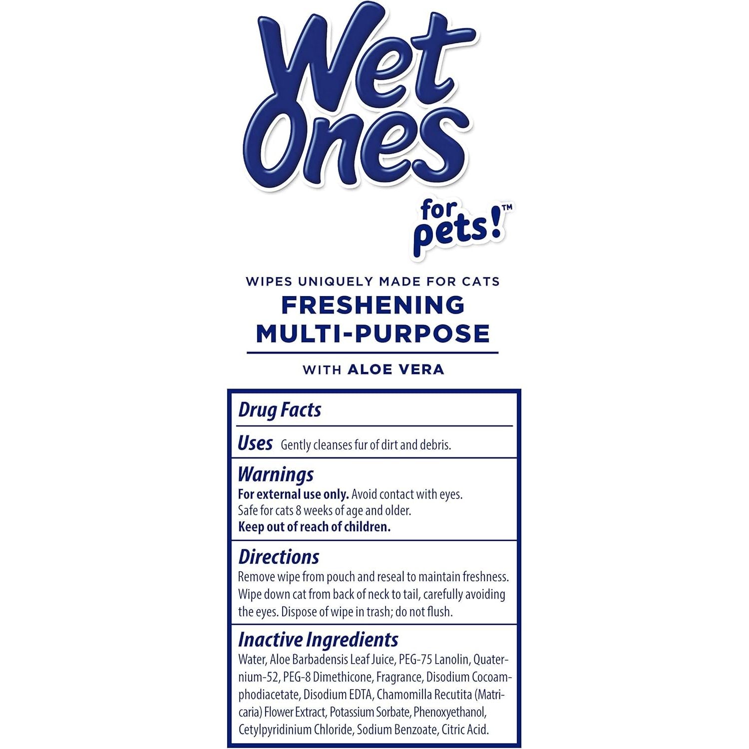 Multi-Purpose Cat Grooming Wipes with Aloe Vera 