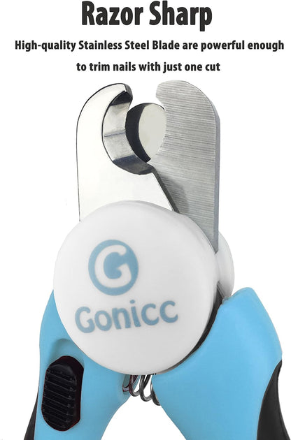 Gonicc Professional Small Dog and Cat Nail Clippers Sharp Stainless Steel Pet Nail Trimmers(With Free Nail File in Handle), with Safety Guard to Avoid Overcutting